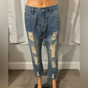 Cool POL size S blue distressed skinny ankle jeans mid rise new